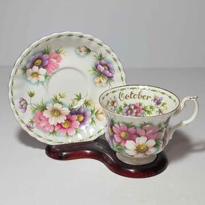 Royal Albert Teacup and Saucer October Cosmos Vintage